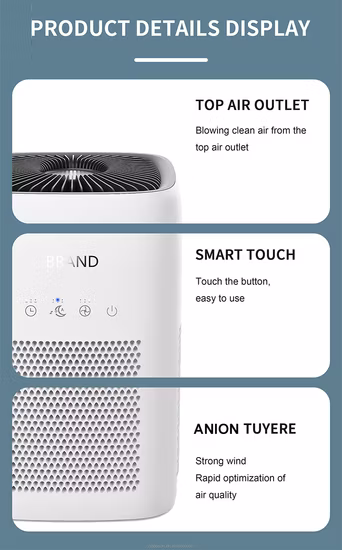 Mini purificador de aire portátil de escritorio con filtro HEPA inteligente de 24 V/12 W